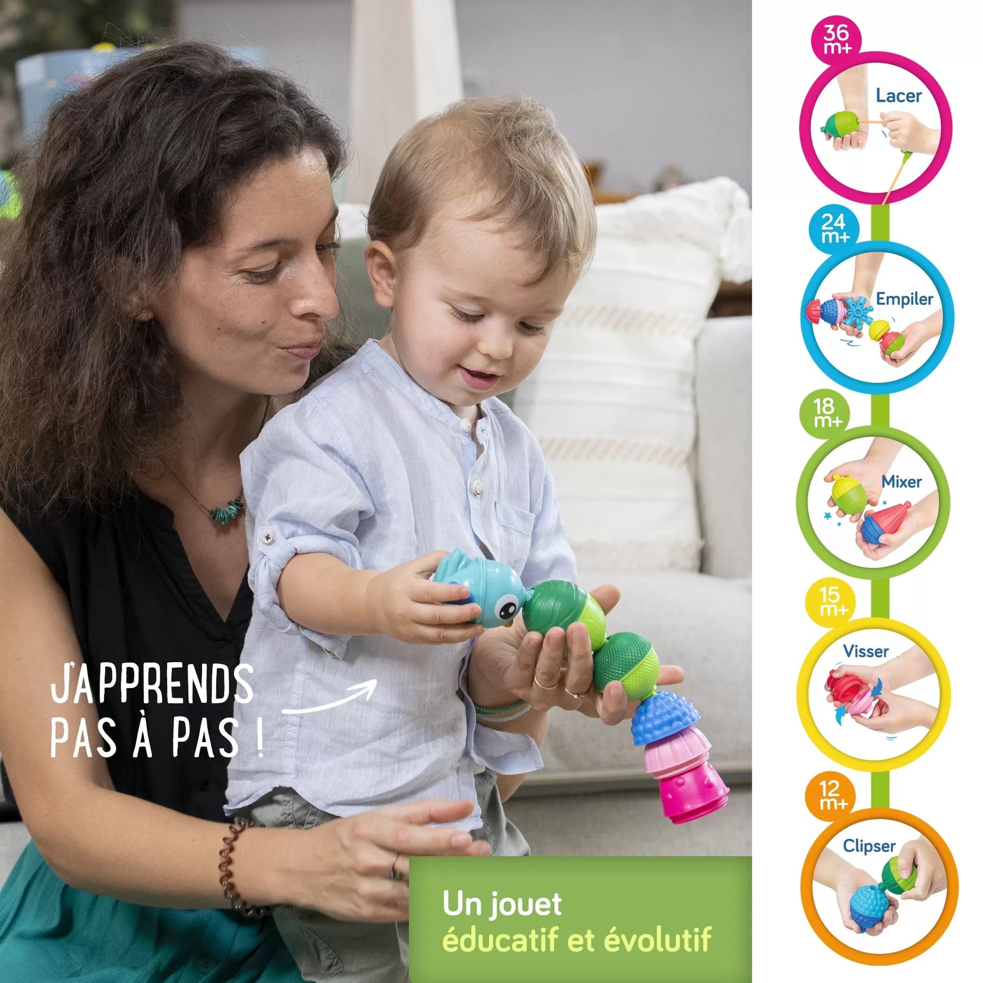 Caja 3 Animales del Bosque y Perlas- Juguete Para Niños