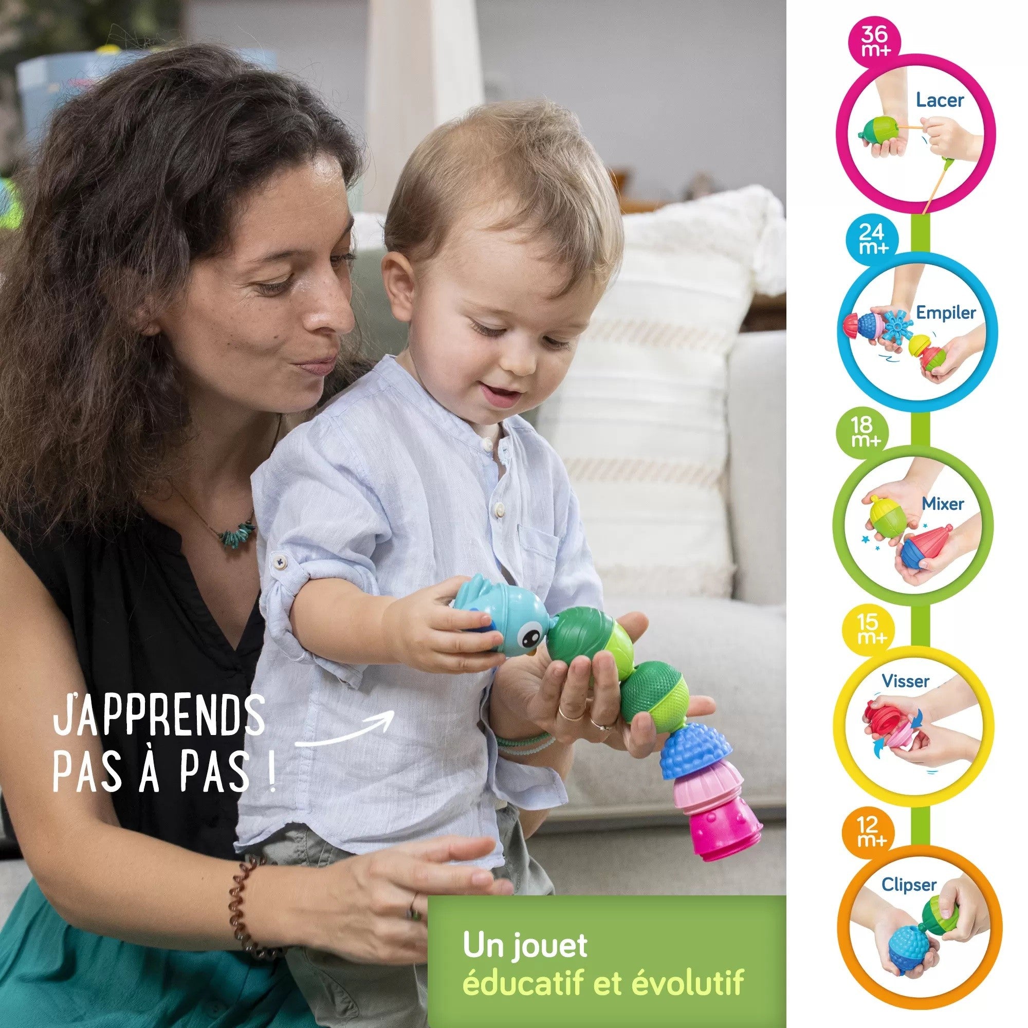 Caja 3 Animales del Bosque y Perlas- Juguete Para Niños