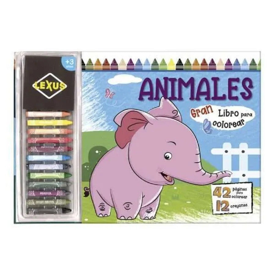 Gran Libro Para Colorear: Animales + 12 Crayones