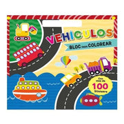 Libro Block Para Colorear y Aprender: Vehículos