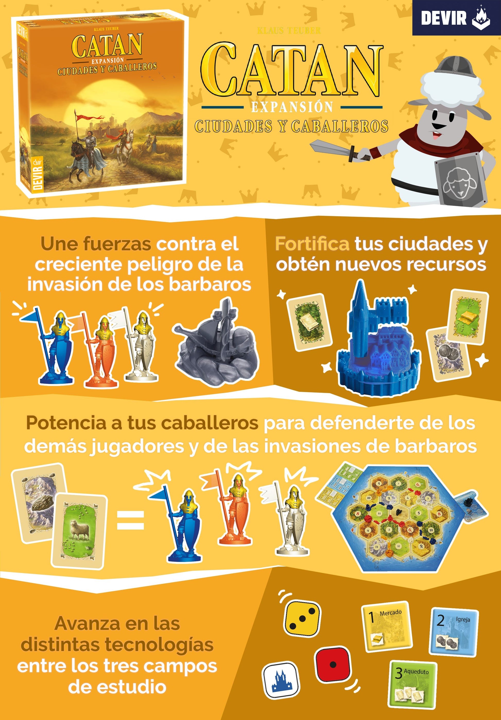 Catan Ciudades y Caballeros 5-6 jugadores Expansión Segunda Edición