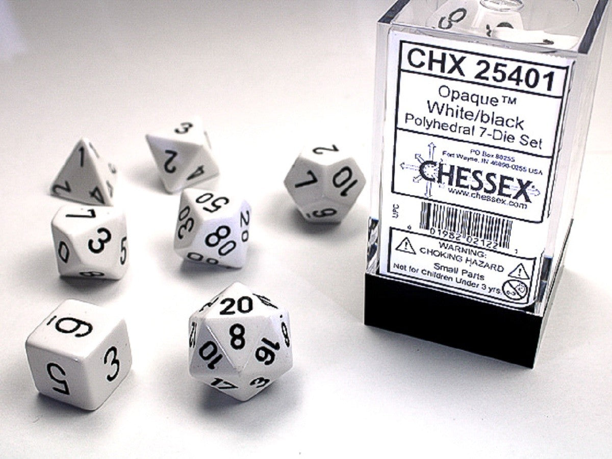 Set 7 Dados Opacos Blanco/Negro