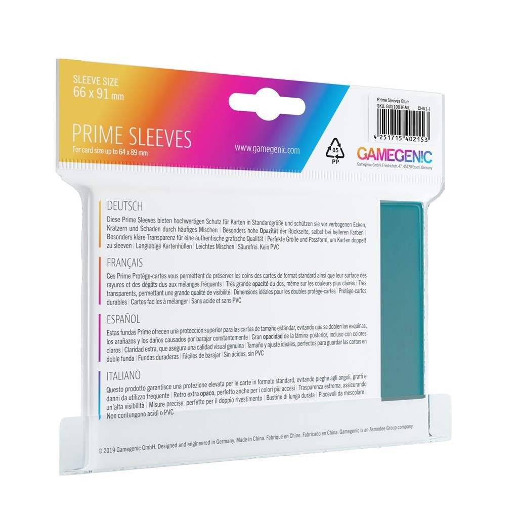Fundas 66x91 mm - Prime Sleeves x100 Azul - Gamegenic