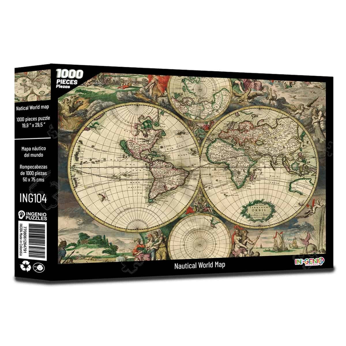 Rompecabezas Mapa Náutico del Mundo - 1000 Piezas