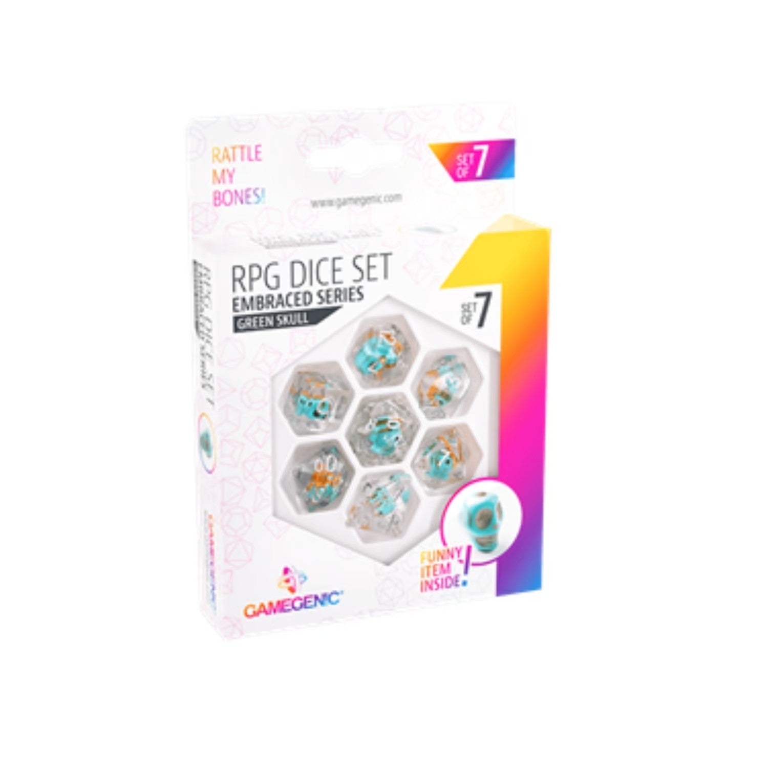 Set x7 Dados De Rol - Calaveras verdes