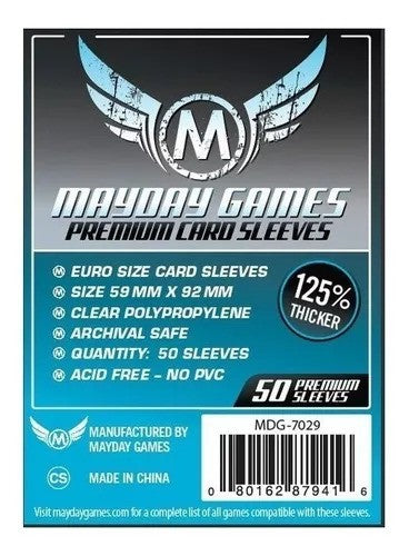 Fundas Mayday Premium Euro Card Sleeves 59x92mm x50