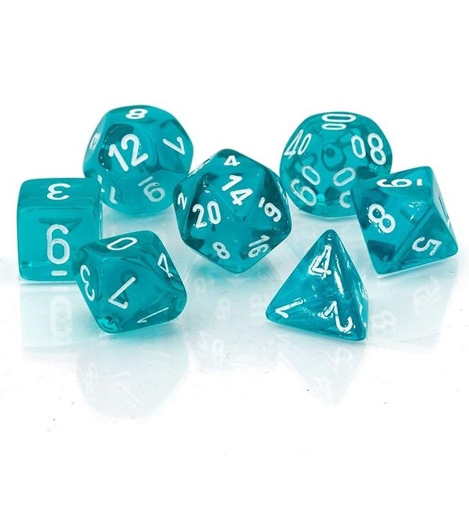 Set 7 Dados Verde Azulado/Blanco