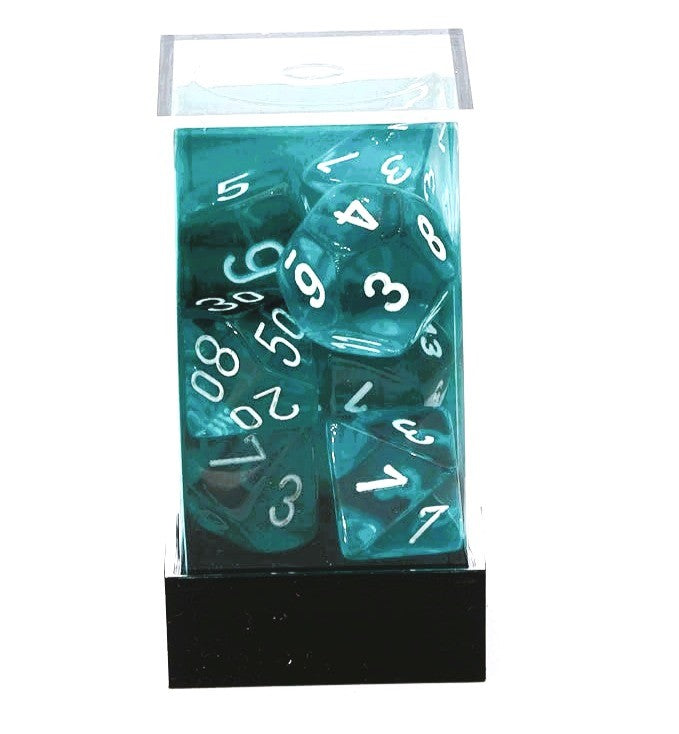Set 7 Dados Verde Azulado/Blanco