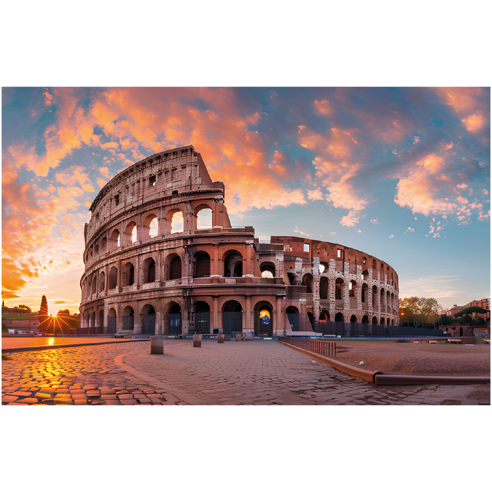 Rompecabezas Mini - Atardecer En El Coliseo, Italia - 1000 Piezas