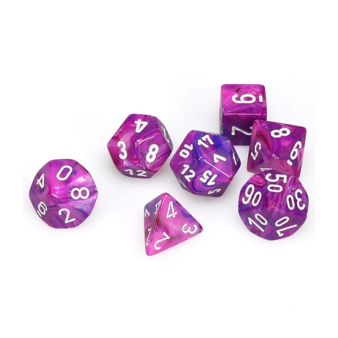 Set 7 Dados Violeta/Blanco
