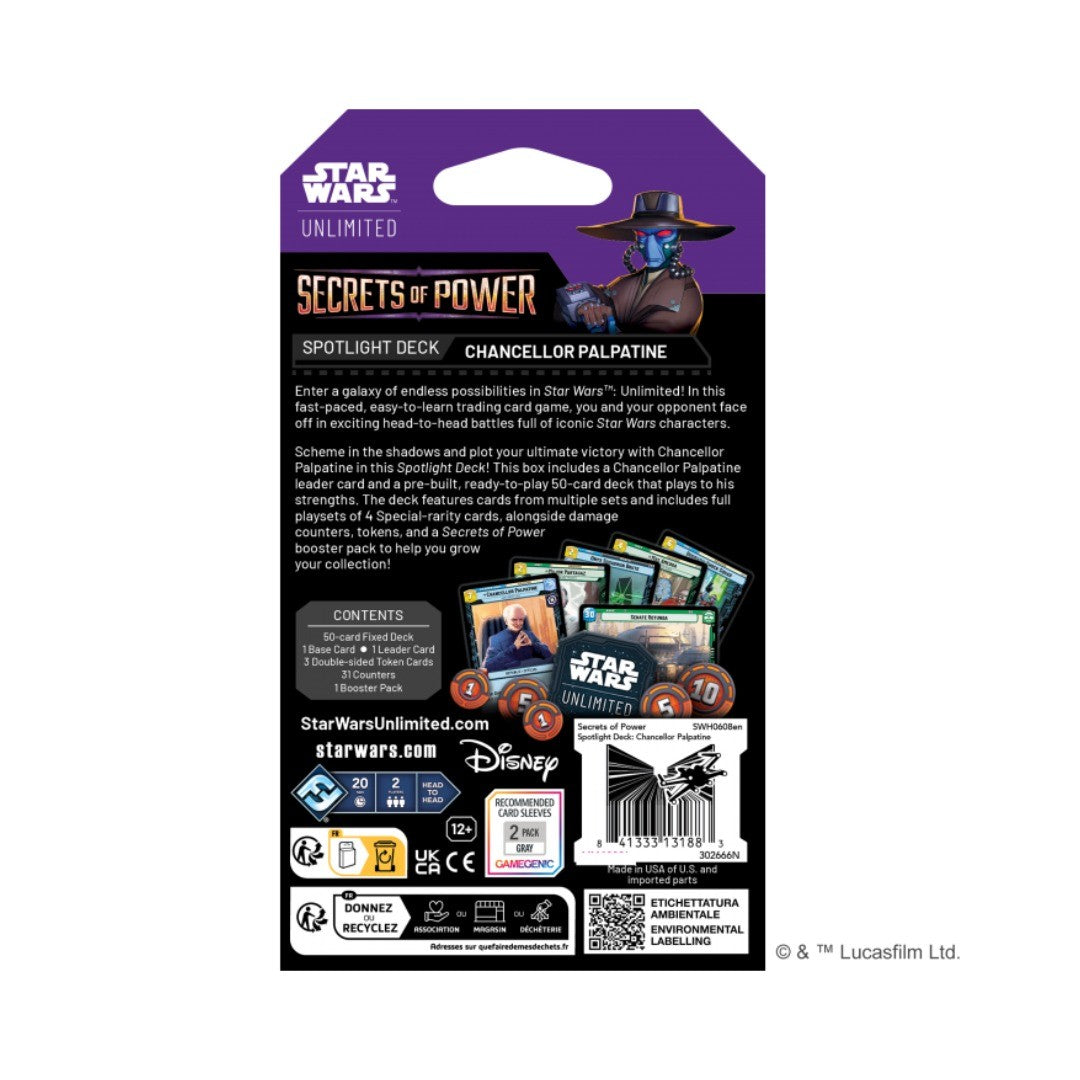 StarWars™ Unlimited: Secrets Of Power - Chancellor Palpatine Mazo de Inicio - Ing