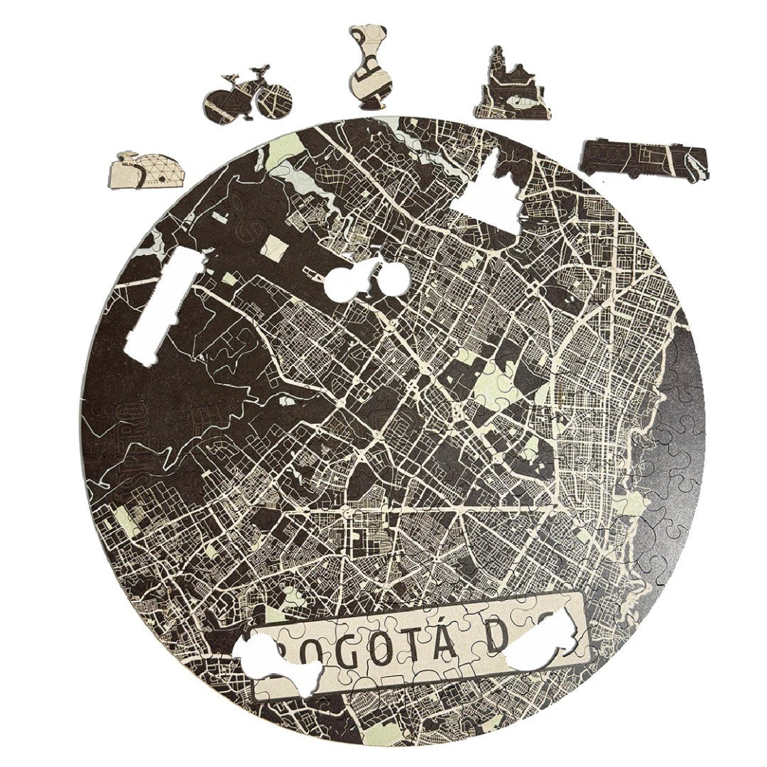 Mapa Bogotá D.C - Rompecabezas Redondo en Madera 165 Piezas