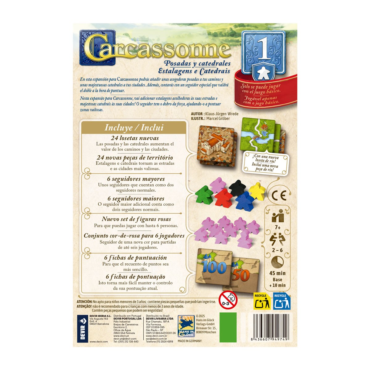 Carcassonne: Posadas Y Catedrales - Expansión 1