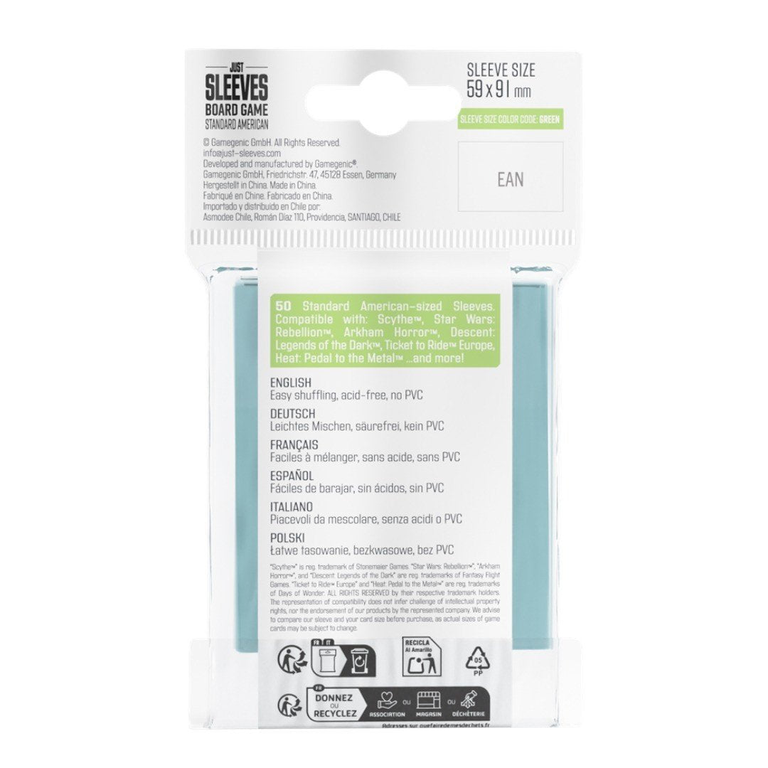 Fundas 59x91 mm - Just Sleeves Standard American x50 - Transparente