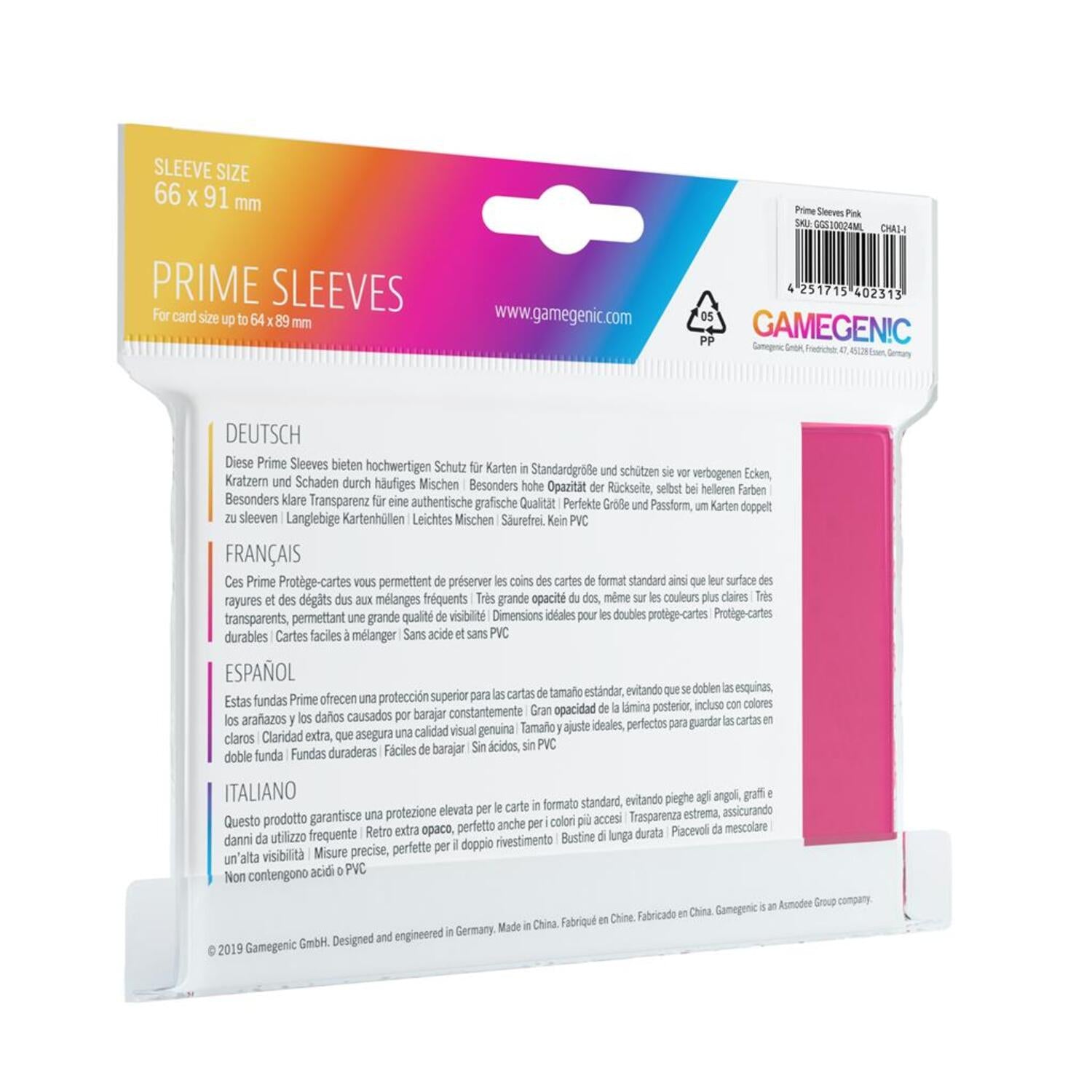 Fundas 66x91 mm - Prime Sleeves x100 - Rosa