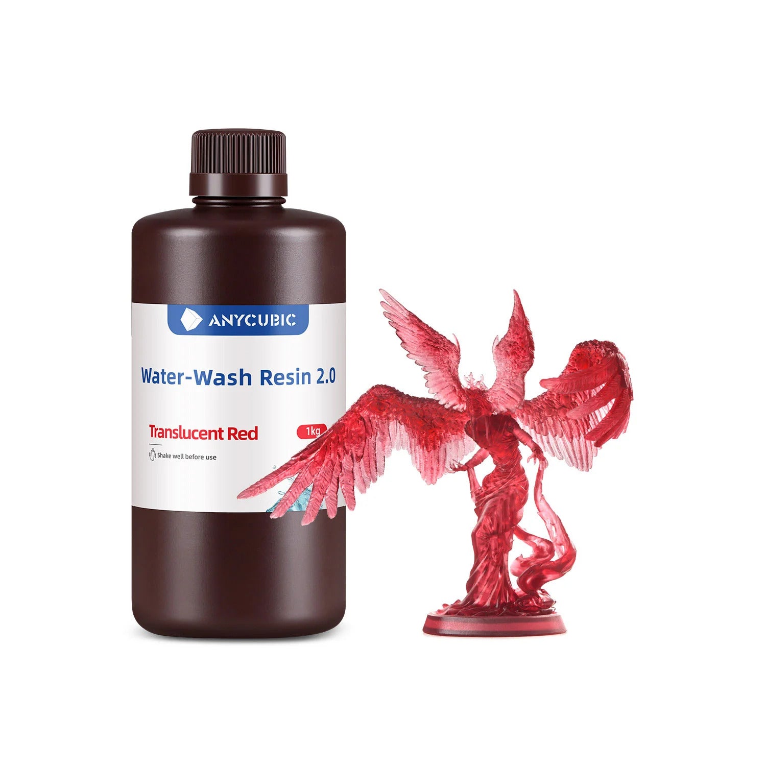 Resina Anycubic Water Wash 2.0 1Kg Rojo Traslucido