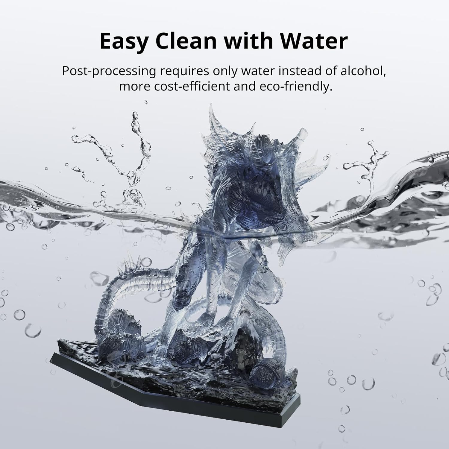 Resina Anycubic Water Wash Lavable En Agua 2.0 1Kg Negro Humo Traslucido