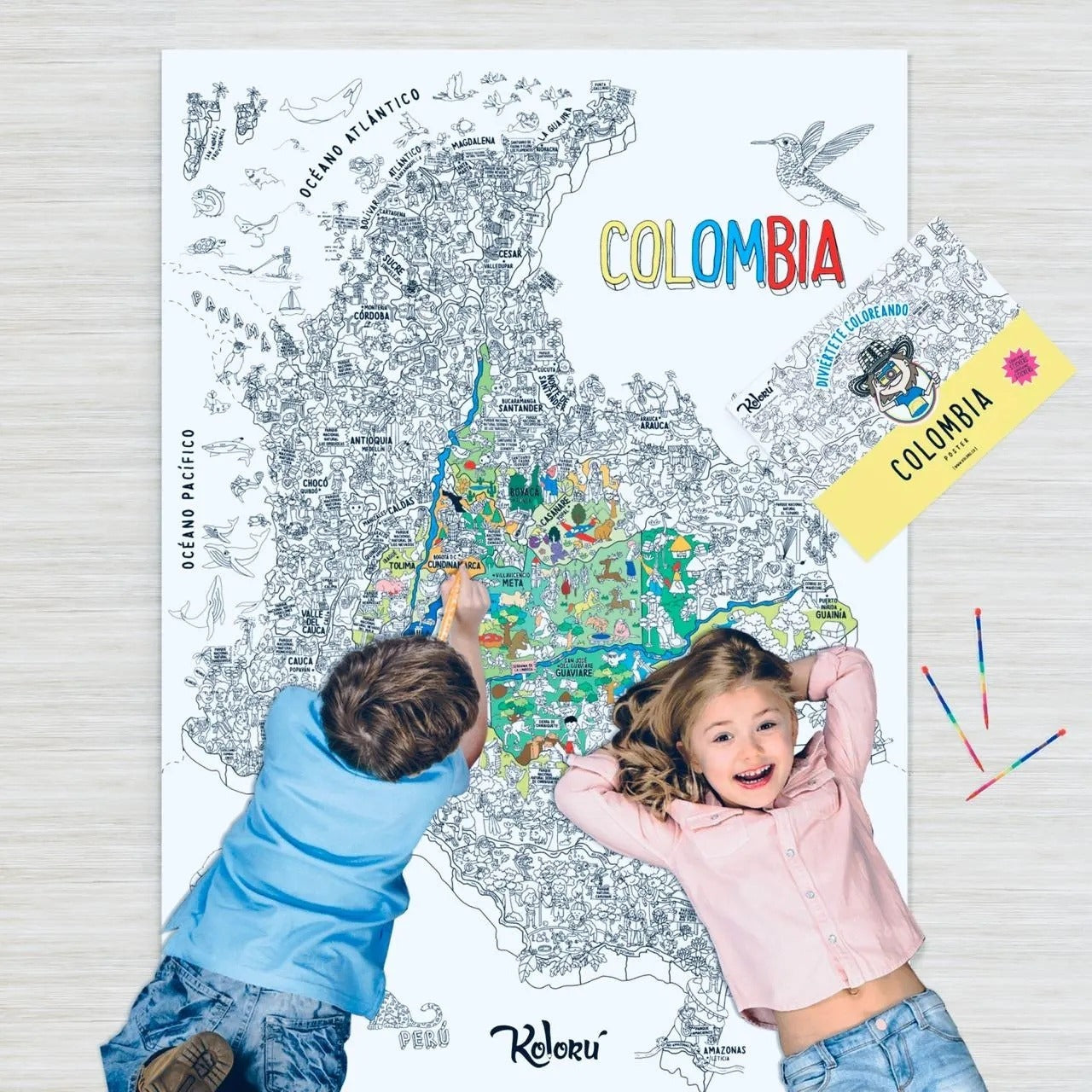 Poster Para Colorear: Mapa De Colombia
