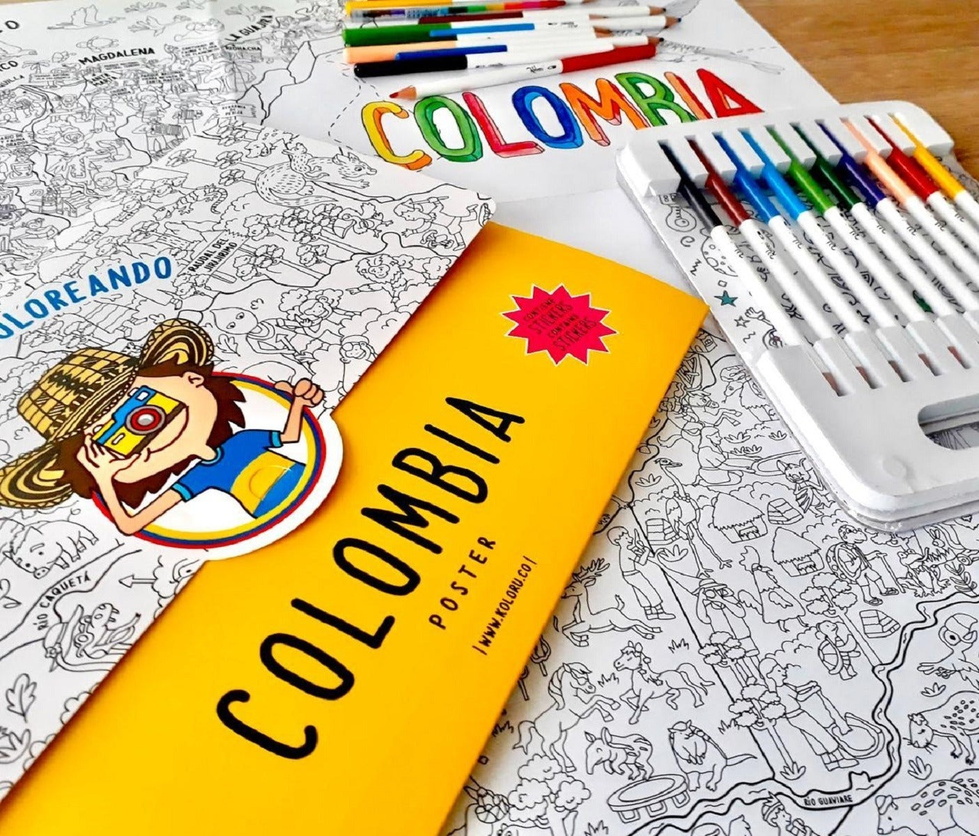 Poster Para Colorear: Mapa De Colombia