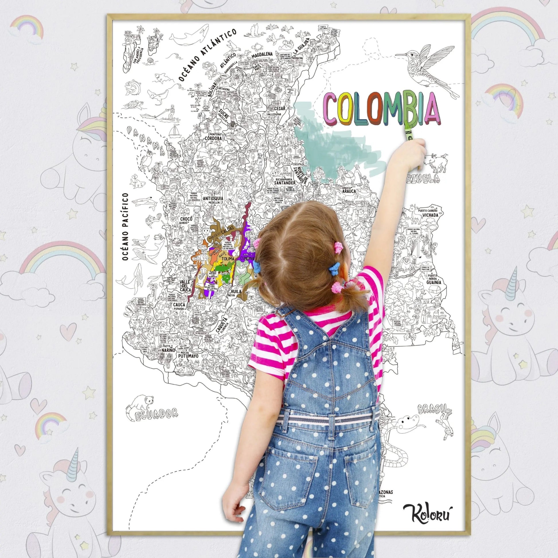Poster Para Colorear: Mapa De Colombia