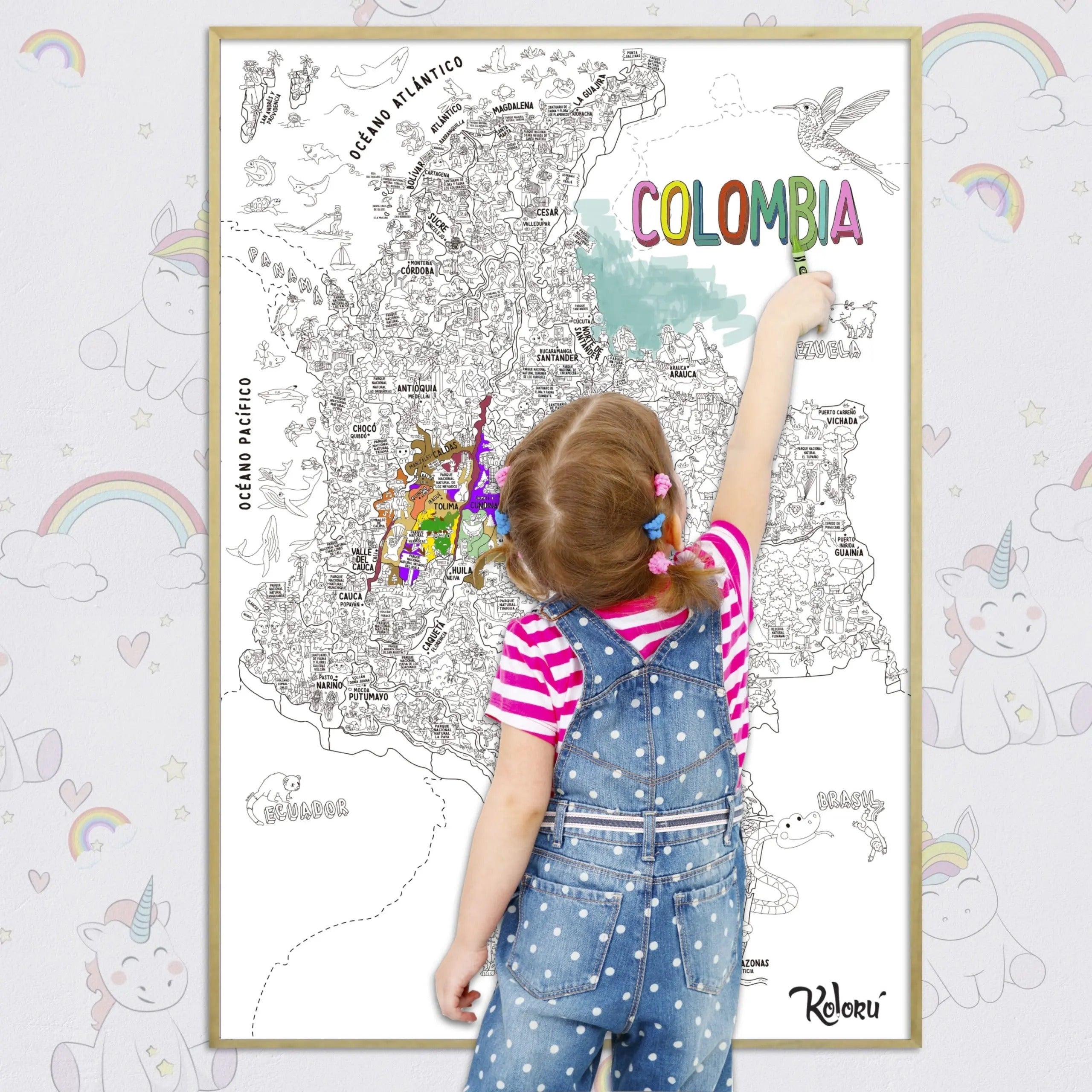 Poster Para Colorear: Mapa De Colombia