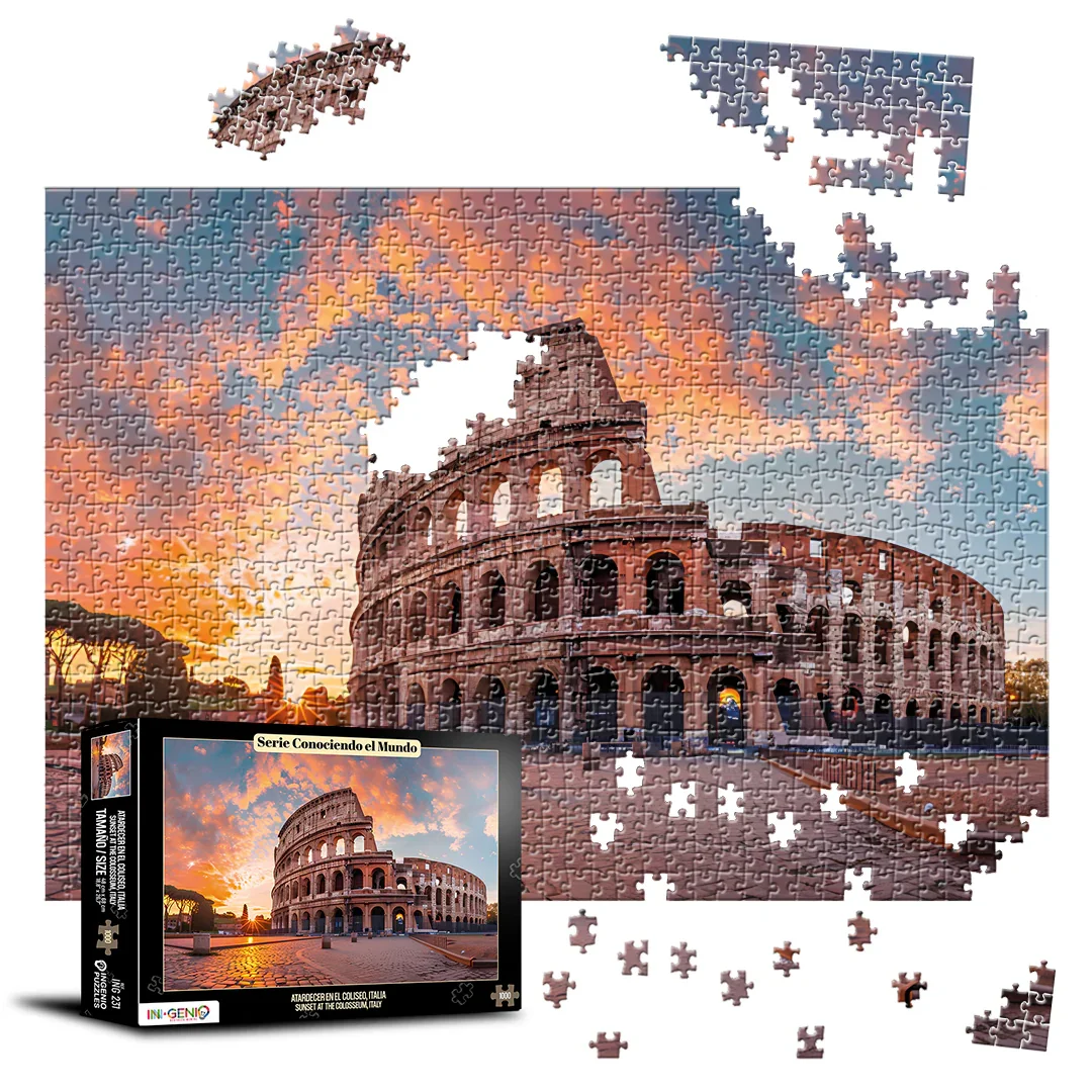 Rompecabezas Atardecer En El Coliseo, Italia - 1000 Piezas