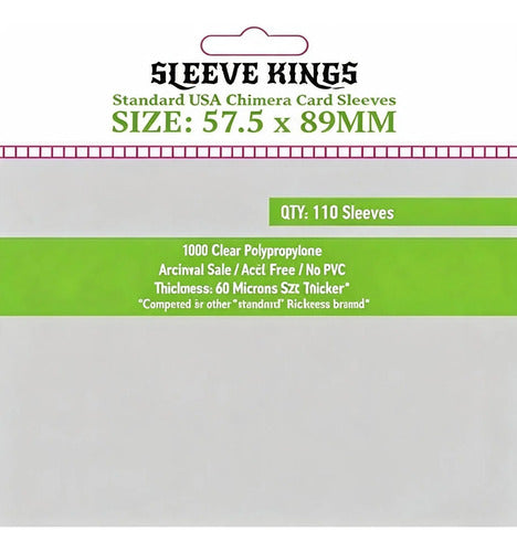 Fundas Protectoras Sleeve Kings Para Cartas 57.5x89mm X110 Transparente