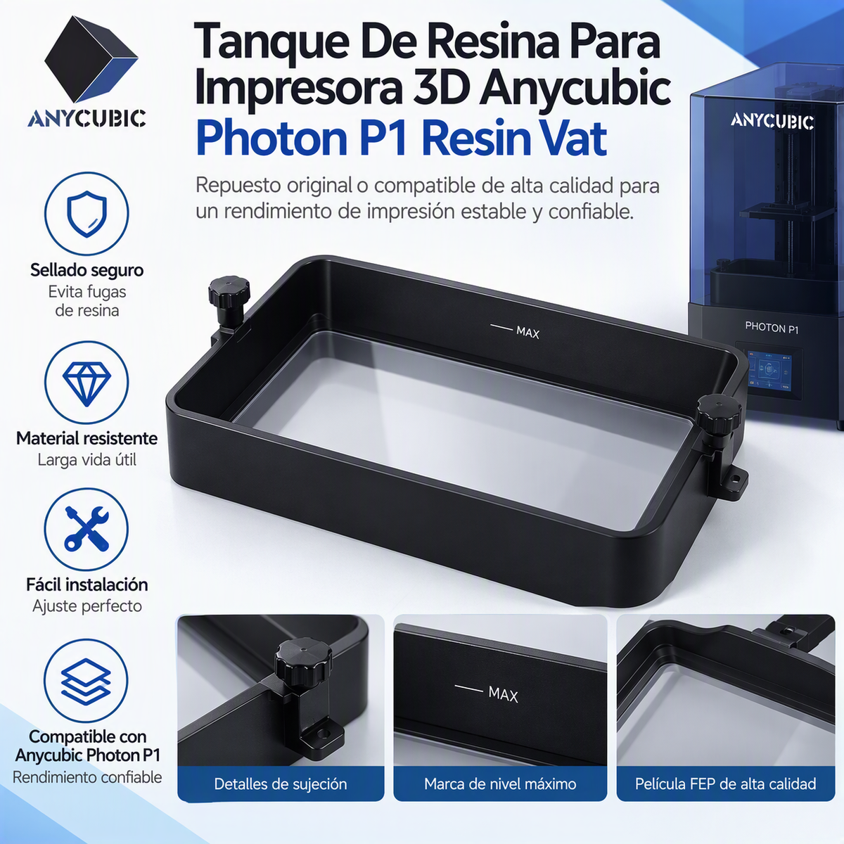 Tanque De Resina Para Impresora 3D Anycubic Photon P1 Resin Vat